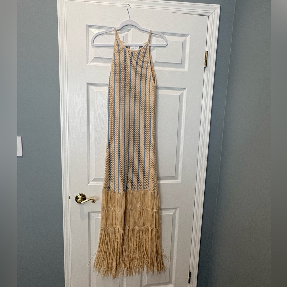 MABLE Crochet Fringe Maxi Dress – Size Medium – Worn 1x